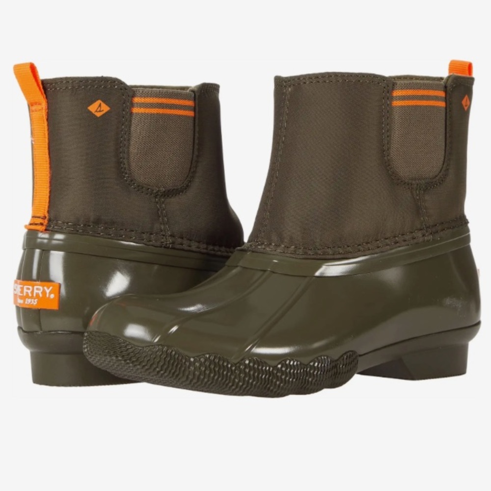 Sperry Saltwater Chelsea Jr Boot Olive 11 Kids New In Box